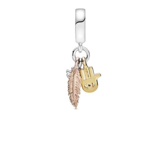 HAMSA, ALL-SEEING EYE & FEATHER SPIRITUALITY DANGLE CHARM - PANDORA SHINE™ - Picture 5 of 8
